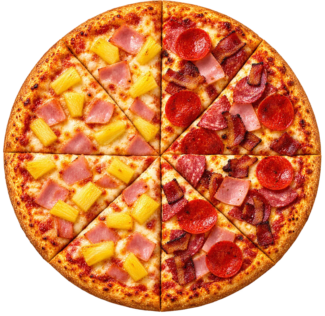 Pizza Hawaiana y carnes frías